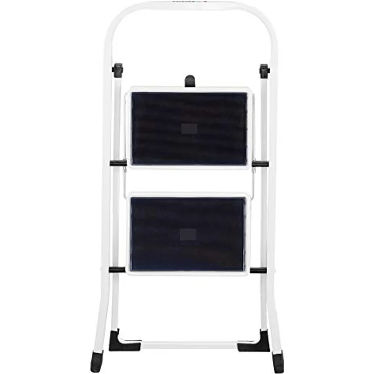 HAILO Klappbare Trittleiter, Stahl, mit rutschfesten Stufen, K40 Basicline, 2 Stufen, max. 225 cm Arbeitshöhe, 150 kg Tragkraft, grau – Bild 2