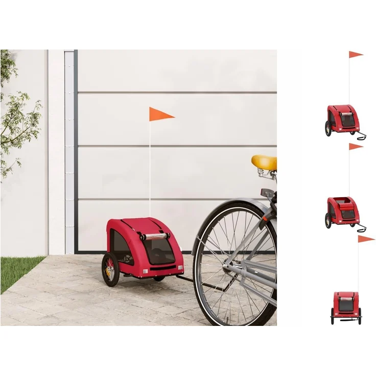 vidaXL Hunde-Transportbox Fahrradanhänger Hunde Rot Oxford-Gewebe und Eisen 30 kg Maximalbelastung – Bild 1