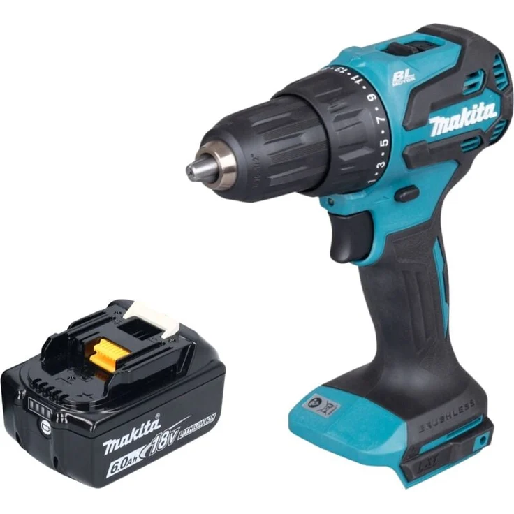 Makita DHP 490 G1, Akku Schlagbohrschrauber 18 V mit 65 Nm Drehmoment, inkl. 1x 6,0 Ah Akku, ohne Ladegerät