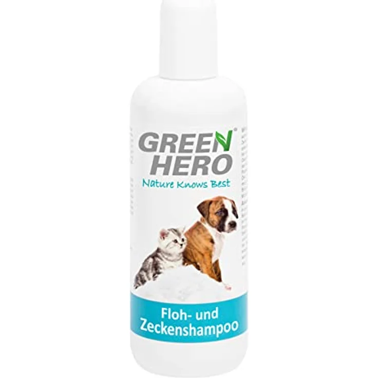 Green Hero Floh- und Zeckenshampoo für Hund & Katze schützt vor Flöhen, Zecken, Milben, Läusen & Parasiten 250ml Hundeshampoo & Katzenshampoo ohne Silikone, Parabene & Mikroplastik – Bild 1