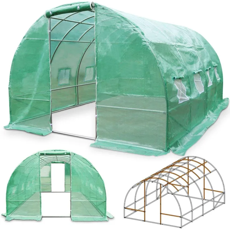 TOM Folien Gewächshaus GH-1200, 12 m², 300×200×400 cm, 140g/m² Gitterschutzfolie, wasserfest, UV-beständig, mit Erdankern