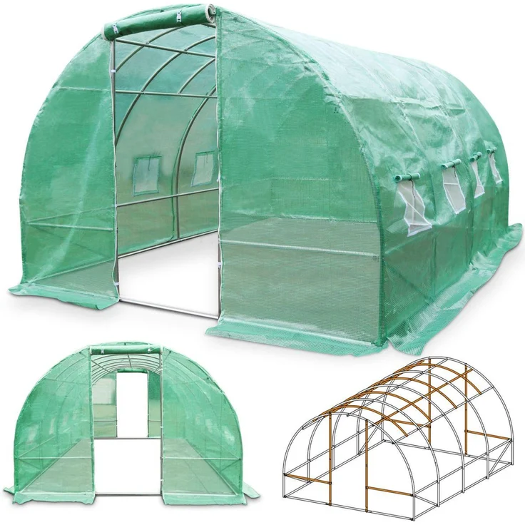 TOM Folien Gewächshaus GH-1200, 12 m², 300×200×400 cm, 140g/m² Gitterschutzfolie, wasserfest, UV-beständig, mit Erdankern