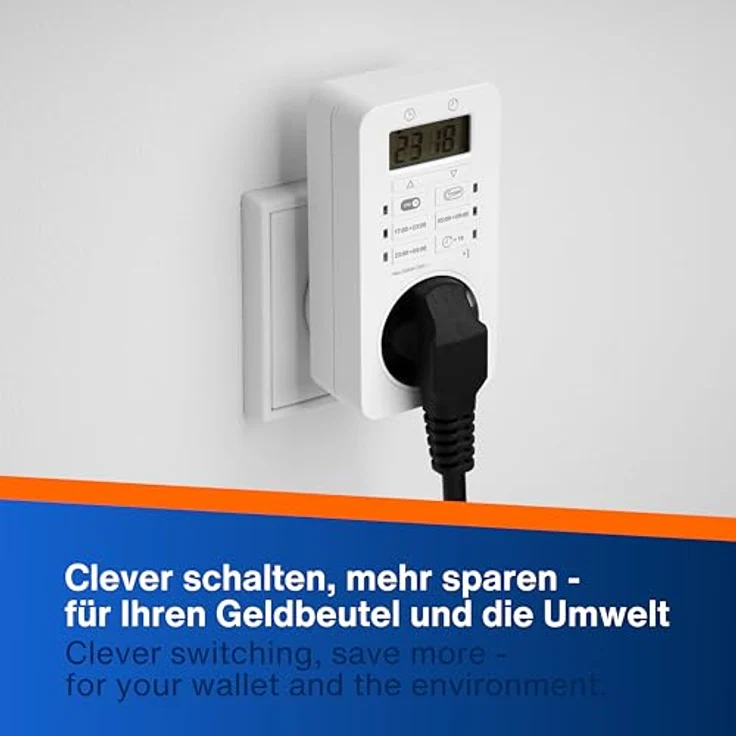 REV Zeitschaltuhr Easy+, digitale Zeitschaltuhr mit LCD-Display, weiß, mit integriertem Akku und erhöhtem Berührungsschutz – Bild 8