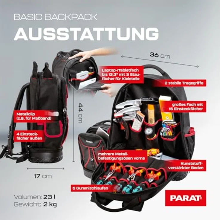 Parat BASIC Back Pack 5990830991 Universal Werkzeugrucksack unbestückt 1 Stück (B x H x T) 380 x 470 x 220 mm (5990830991) – Bild 9