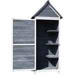 Wiltec Gartenschrank aus Holz grau 77x53x179cm mit Tür, Satteldach und Bitumenisolierung - Gerätehaus Werkzeughaus Geräteschrank Garden Storage Shed