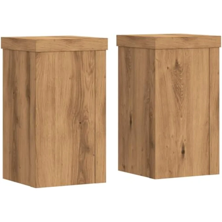 vidaXL Pflanzenständer 2er Set, Artisan-Eiche, stabiler Holzwerkstoff, 10x10x18 cm – Bild 1