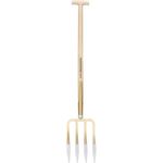 SHW 54370 Spatengabel, 4 Lanzenzinken aus geschmiedetem Stahl, Eschenstiel mit T-Griff, Stiellänge 85 cm, Made in Germany