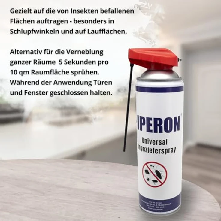 IPERON® Universal Ungezieferspray, 12 x 500 ml, effektive Schädlingsbekämpfung gegen Insekten, inklusive multifunktionalem Sprühkopf – Bild 4