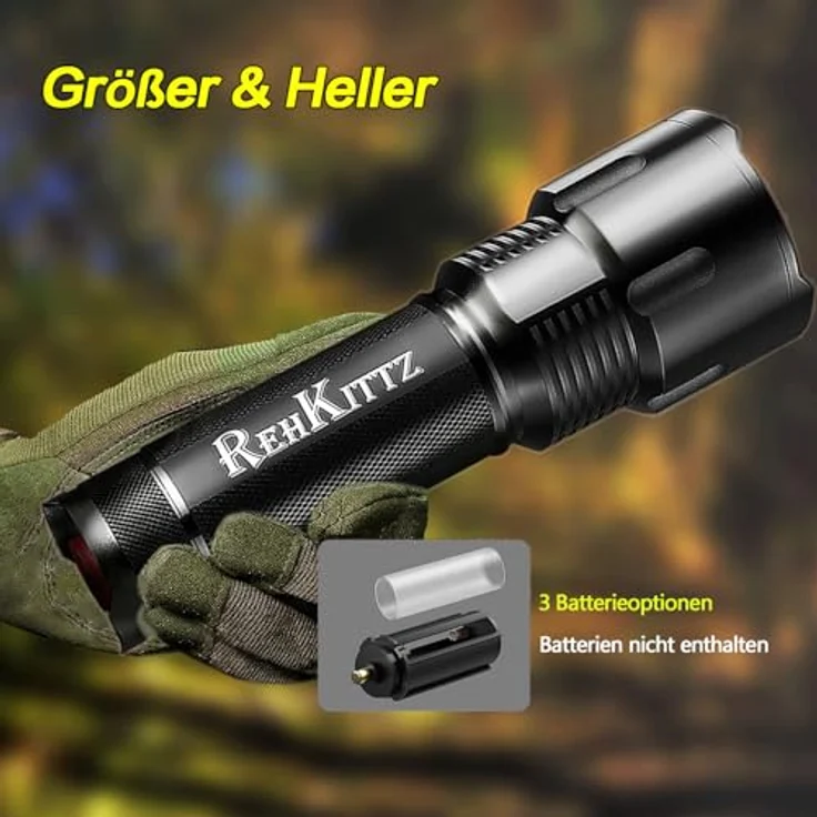 REHKITTZ S1600 LED Taschenlampe, 3300 Lumen, zoombare Handlampe für Camping und Outdoor, robust mit verschiedenen Modi und langer Akkulaufzeit – Bild 4