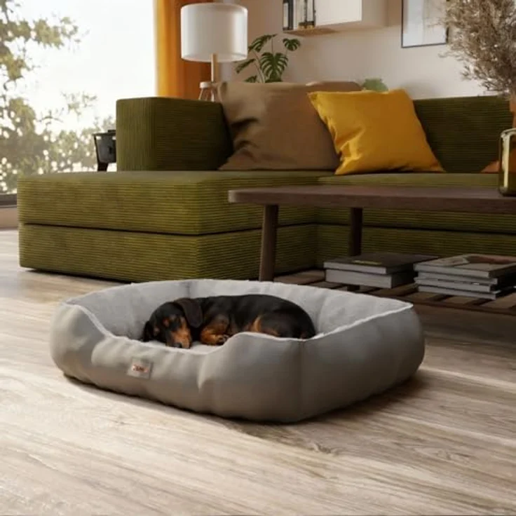 BENNO Hundebett SAMMY 65x50x16 cm, quadratisch, rutschfest, waschbar, Polyester, inklusive Kauknochen – Bild 2