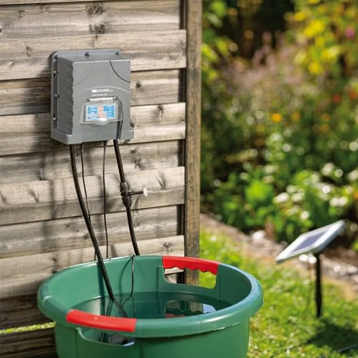 Esotec Solar Bewässerungssystem Kit Waterdrops, automatische Tröpfchenbewässerung für 50 Pflanzen, 48m Schlauch, mehrere Bewässerungsmodi, inklusive Solarmodul und Wasserstandssensor 101120 – Bild 3