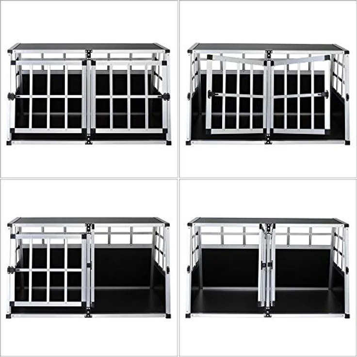 CADOCA® Hundetransportbox Aluminium Hundebox Kofferraum robust verschließbar trapezförmig XL 89x70x51cm Reisebox Autobox Tiertransportbox – Bild 5