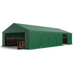 TOOLPORT Lagerzelt 6x12 m Industriezelt Unterstand PVC Plane 750 N dunkelgrün mit Bodenrahmen und Dachverstärkung