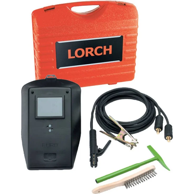 Lorch 610.0806.1 MicorStick/MicorTIG, Elektroden-Montagepack mit 3 m Elektroden- und Massekabel sowie Handschild, Schlackehammer und Drahtbürste