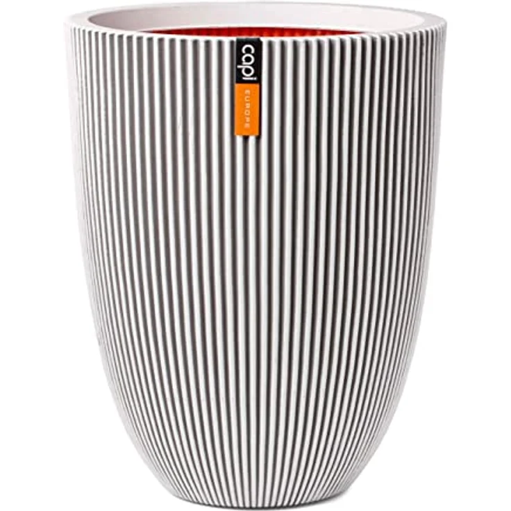 Capi Europe - Pflanzgefäß elegant niedrig Groove NL - Elfenbein - Ø 34 x H 46 - BlumenBlumentopf - ÜberBlumentopf - Blumenkübel - Pflanzenkübel - Für drinnen und draußen - Wetterfest - KGVI782 – Bild 1