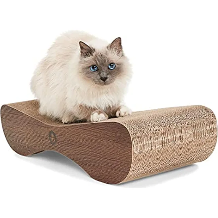 CanadianCat Company | XXL Satellite 2.0 Lounge | wallnuss braun | Kratzmöbel, Kratzbrett | Katzen Pappe +Katzenminze | ca. 76 x 24 x 15 cm