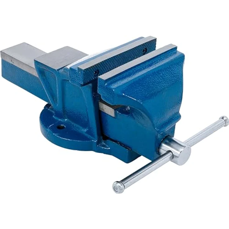 BGS 58270 Parallel-Schraubstock | 150 mm Spannbacken | Werkbankschraubstock, mit Ambossfläche und vorgebohrten Löchern, blau – Bild 1