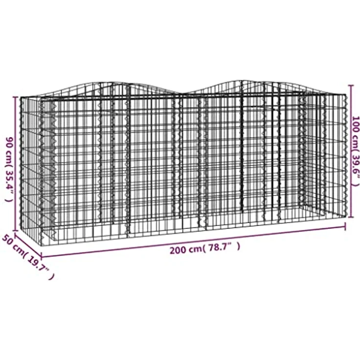 vidaXL Gabionen-Hochbeet mit Hochbogen 200x50x100 cm Verzinktes Eisen – Bild 4