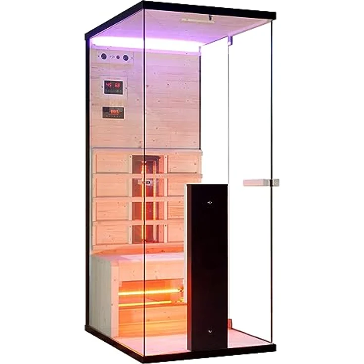 Infrarotkabine Infrarotsauna BILLUND für 1 Personen, Vollspektrumstrahler, LED Beleuchtung (7 Farben), MP3 Player inkl. Bluetooth, 2 Lautsprecher, Abmessung: 80 x 110 x 190 cm - Preisvergleich – Bild 3