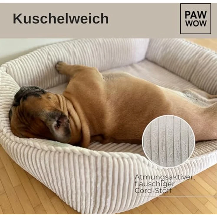 PAW WOW Anton Hundebett | Orthopädisches Hundebett für mittelgroße und große Hunde (Beige, 100x70cm) – Bild 5