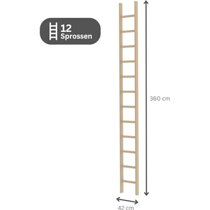 PROREGAL Sprossen-Anlegeleiter Holz ohne Traverse | 12 Sprossen | Trittsicher und hochwertig - von PROREGAL – Bild 2