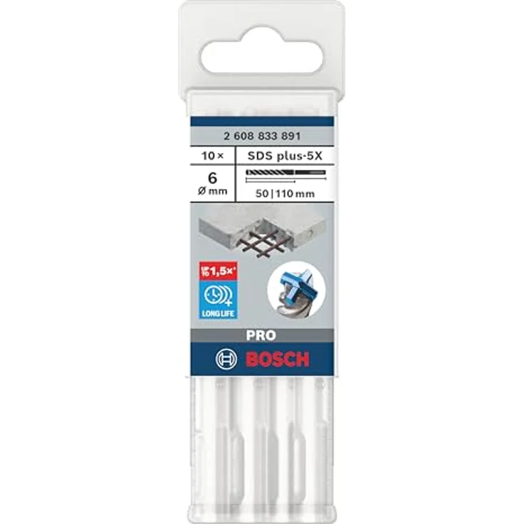 Bosch 10x PRO SDS plus-5X Hammerbohrer (für Stahlbeton, Beton, Ø 6,00 mm, Professional Zubehör Bohrhammer) – Bild 2