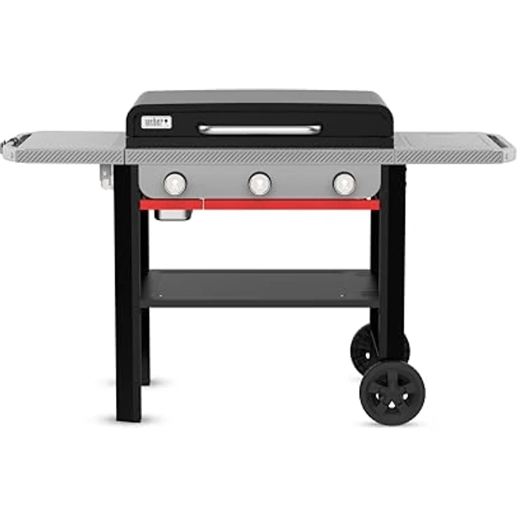 Weber SLATE GPD 71cm Premium Plancha Grill, 3 Brenner, gleichmäßige Hitze bis 260 °C, 3483 cm² porzellanemaillierte Antihaft-Grillfläche, Schwarz – Bild 1
