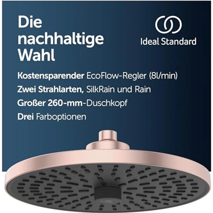 Ideal Standard Kopfbrause Alu+, 2-Funktionen in Rosé, mit IF Design Award 2024, wasserlabel 12 l/min, matt schimmernd – Bild 2