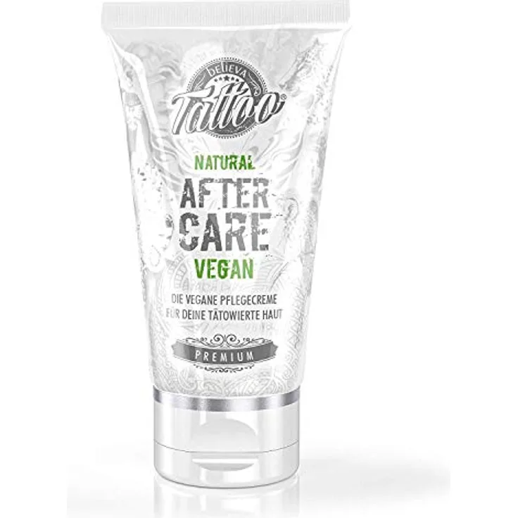 Believa Tattoo Vegane Tattoocreme, ÖKO-Test "GUT", 50ml - Tägliche Pflege mit Tigergras, Aloe Vera und Sheabutter