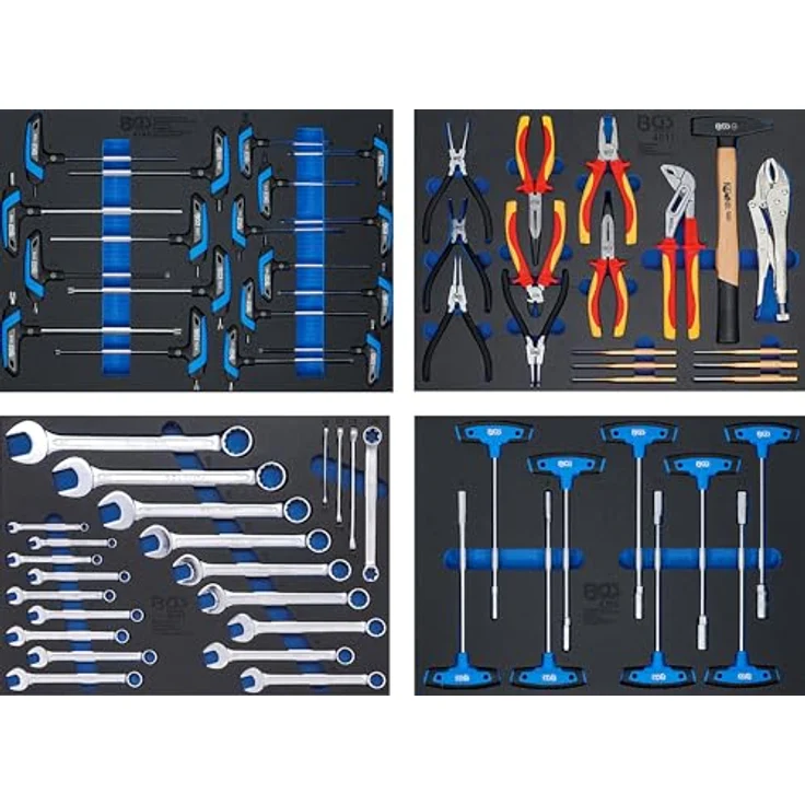 BGS TECHNIC Werkstattwagen 8 Schubladen mit 299 Werkzeugen, stabile Stahlblechkonstruktion, pulverbeschichtet, abschließbar, kratzfest, mit seitlicher Ablage – Bild 3