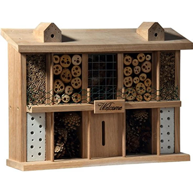 Luxus-Insektenhotels 22625e Eichenholz-Insektenhotel Landsitz Superior, fertig gebautes Insektenhaus, 47x34x12,5 cm, Bienenhotel aus stabilem Vollholz, Marienkäferhaus/Schmetterlingshaus XXL – Bild 2