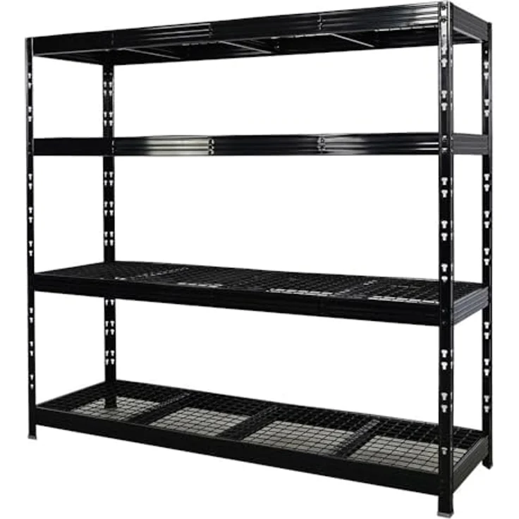 Proregal Schwerlastregal Mega Deal Profi RHINO, 180 x 200 x 60 cm, Traglast 500 kg pro Boden, 4 Böden, schwarz, pulverbeschichtet – Bild 3