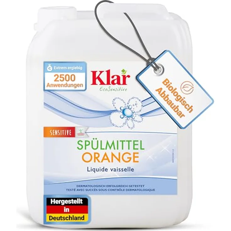 Almawin Klar Spülmittel Orange, 5L Kanister Geschirrspülmittel mit natürlichem Orangenöl und guter Hautverträglichkeit