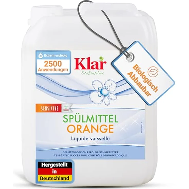 Almawin Klar Spülmittel Orange, 5L Kanister Geschirrspülmittel mit natürlichem Orangenöl und guter Hautverträglichkeit – Bild 1