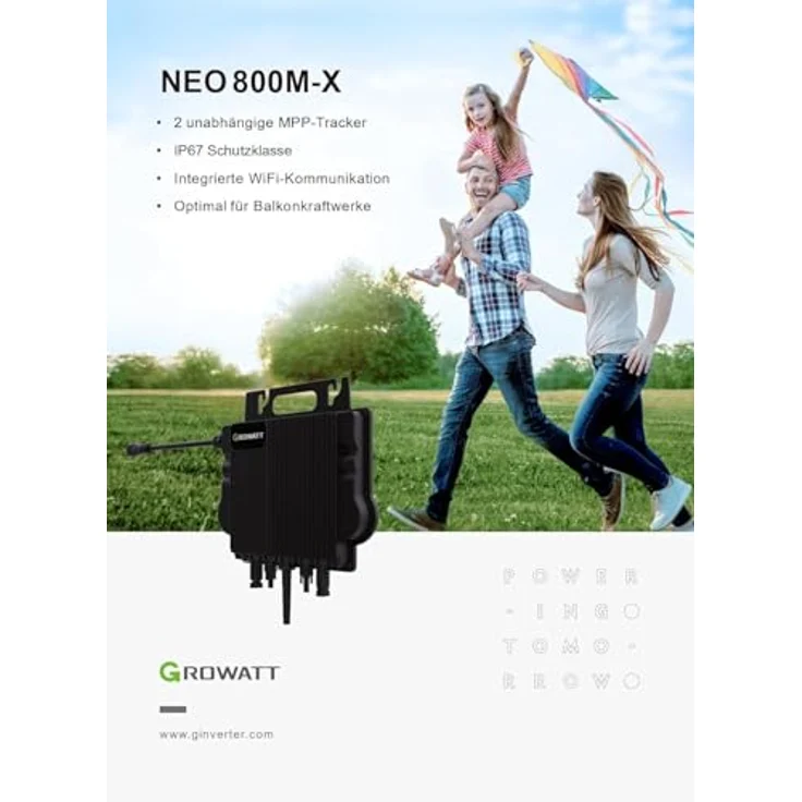 EPP.Solar® Growatt NEO Wechselrichter 800M-X | PV WIFI Wechselrichter für Balkonkraftwerk, hohe Effizienz bis zu 97,3%, unterstützt PV-Kapazitäten von 320W bis 540W+, integriertes WiFi und AC-seitiger SPD – Bild 5