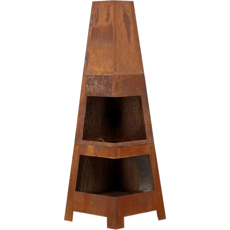 Gardenson Feuerstelle, konische Metall-Feuerschale in Dunkelorange, hitzebeständig, 50x150x50 cm für Freizeit und Camping