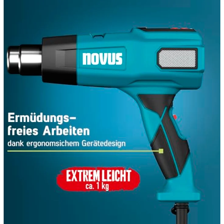 NOVUS TOOLS Heißluftpistole H-550, stufenlos einstellbar von 50–650°C, Keramikheizung mit LCD-Anzeige und Programmspeicher – Bild 5