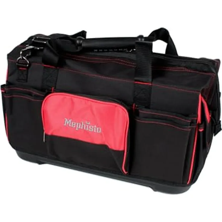 Mephisto Werkzeugtasche "Echo", Schultertasche aus 600D Polyester, wasserdicht, 27L, schwarz/rot, Traglast 30 KG, ergonomischer Tragegriff