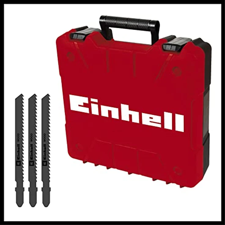 Einhell Stichsäge TC-JS 80/1 Kit (550 W, 20 mm Hubhöhe, Pendelhubfunktion, 80 mm Schnitttiefe in Holz, 10 mm in Stahl, 3.000 min-1, inkl. 3x T-Schaft Sägeblatt) – Bild 2
