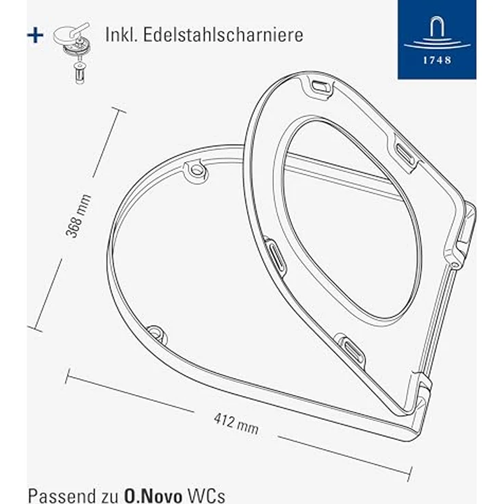 Villeroy & Boch O.novo WC-Sitz, Duroplast, 423 x 368 x 51 mm, Weiß Alpin – Bild 6