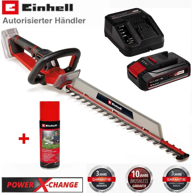 Einhell Pro Akku-Heckenschere GP-CH 18/61 Li BL, 18 V, Brushless Motor, Schnittlänge 61 cm, inkl. Pflegespray und Schutzköcher