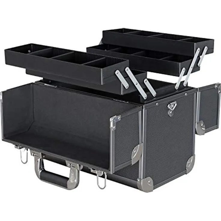 HMF 14902-02 Alu Werkzeugkoffer leer | Angelkoffer | individuelle Trennwände | 36,5 x 35 x 22 cm | Schwarz - Preisvergleich