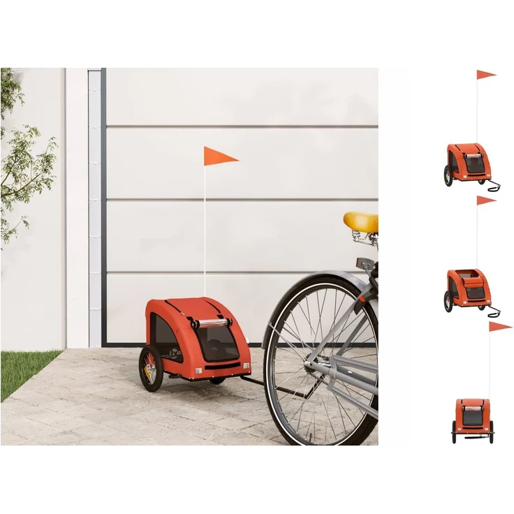 vidaXL Hunde-Transportbox Fahrradanhänger für Hunde Orange Oxford-Gewebe und Eisen, Belastbarkeit bis 30 kg