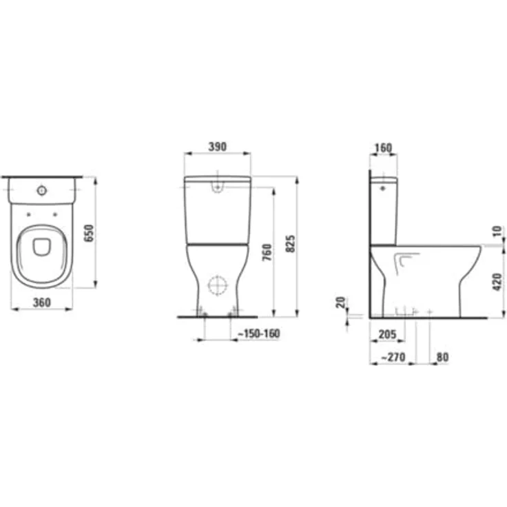 Laufen Toilette + Bidet Stand-WC Kombination LUA tief 360x650mm weiß - Spülrandlos, 4,5/3 l Spülung, waagerechter Abgang – Bild 2