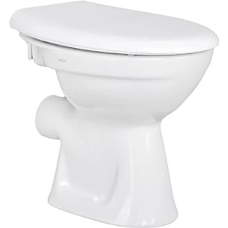 Belvit Tiefspül-WC BV-SW5001+BV-D0400, Stehend, Abgang waagerecht, Stand WC Toilette Abgang Waagerecht Wand Tiefspüler Stehend +, Weiß – Bild 2