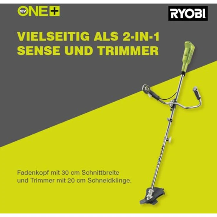 Ryobi Sense 18V, Schnittbreite 30 cm, mit Bikehandle-Griff, mit Tragegurt, ohne Akku und Ladegerät ? OBC1820B, Grün – Bild 2