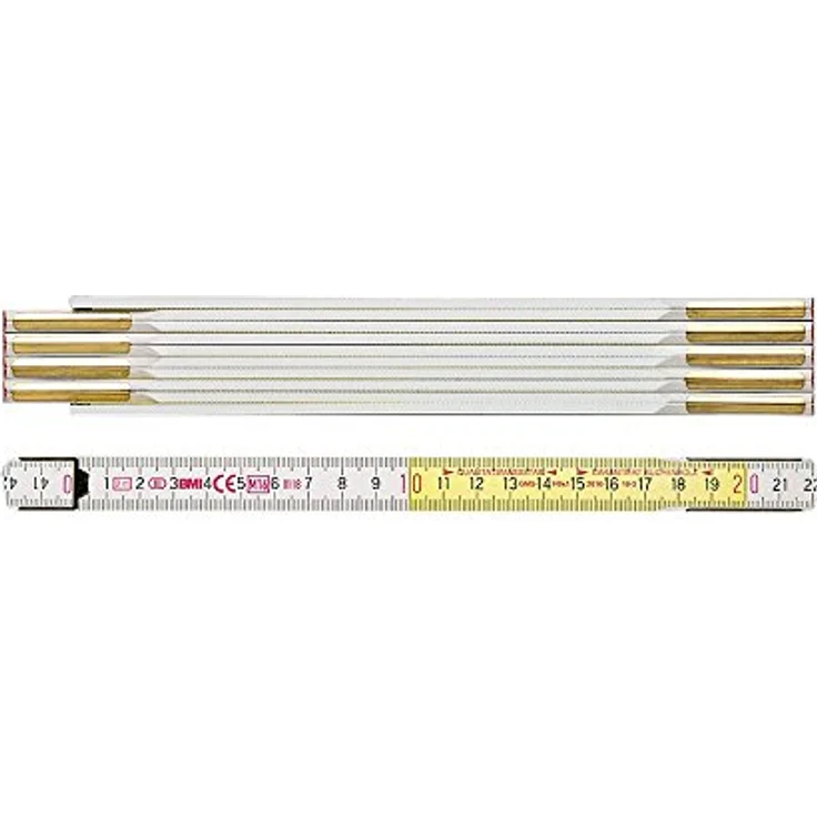 BMI 984914300WG Meterstab - Zollstock 9143WG 3 m langer Zollstab aus Buchenholz mit 10 Gliedern, verdeckte Nieten, vermessingte Stahlfedern Länge: 3 Meter, Breite: 1,6 mm, Farbe: Weiß - Gelbe – Bild 2