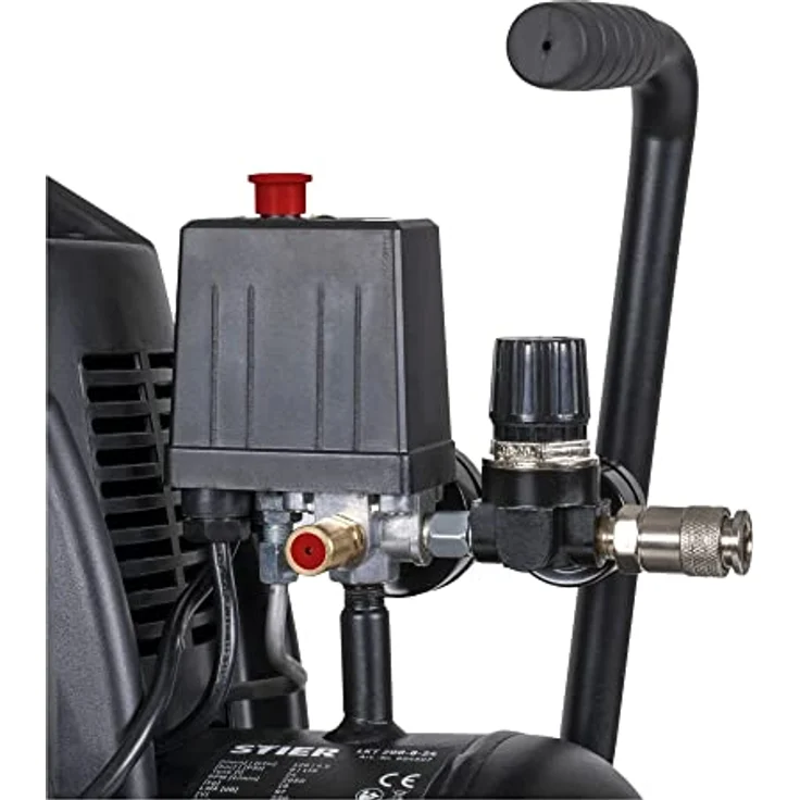 STIER Kompressor LKT 200-8-24, ölfreier Werkstattkompressor mit 1200 W, 8 bar, 24 Liter Tank, 90 l/min Füllleistung, mit Abschaltautomatik, mobil und wartungsarm – Bild 3