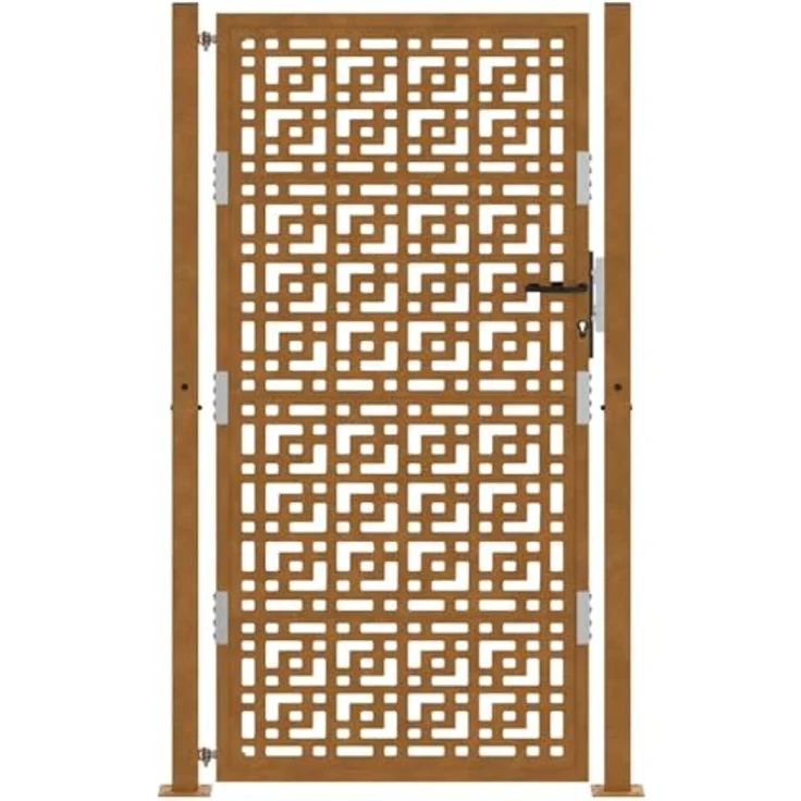 "vidaXL Gartentor 105x180 cm Wetterfester Stahl Kreuz-Design Rostig Metall Abschließb." – Bild 4
