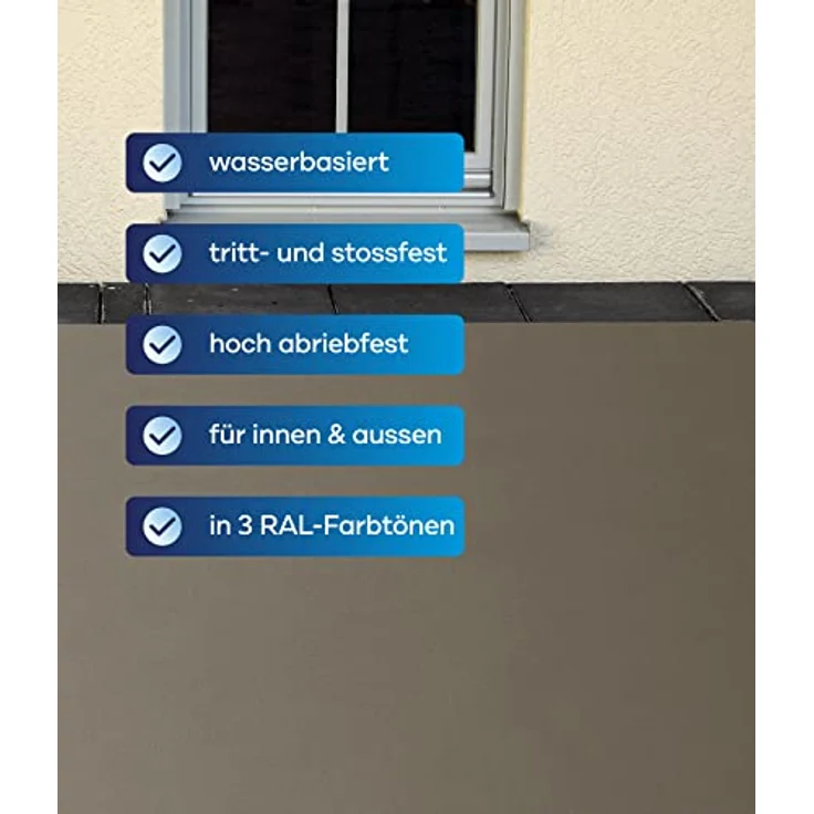 plid® Betonfarbe Innen & Außen Frostsicher Kieselgrau 2,25L - Flüssigkunststoff Bodenbeschichtung - Betonfarbe Kellerboden - Bodenfarbe für Keller, Zement, Mauerwerk & Holz - Made in Germany – Bild 4